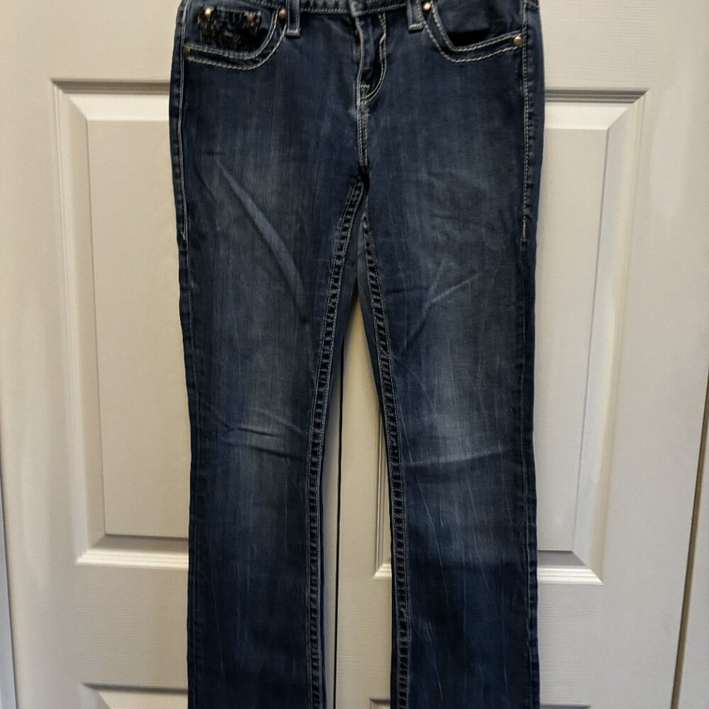 VIGOSS Women’s Bootcut Jeans Size 3/4 x 33 Embellished Pockets Like New